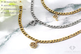 Stainless Steel Gold Plated 4mm Figaro Link Anklet, Zodiac, Constellation, Horoscope Cubic Zirconia Ankle Bracelet